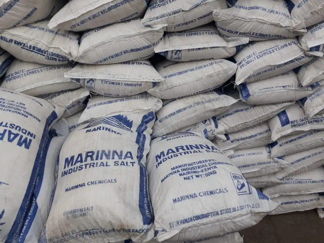 Bags of industrial salt for softeners